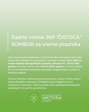 Info: Radno vreme JКP “Čistoća" za vreme praznika