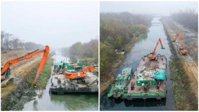 REVITALIZACIJA SOMBORSKE DEONICE VELIKOG BAČKOG KANALA PRI KRAJU U toku izmuljavanje i iskop korita u dužini od 1,5 kilometar